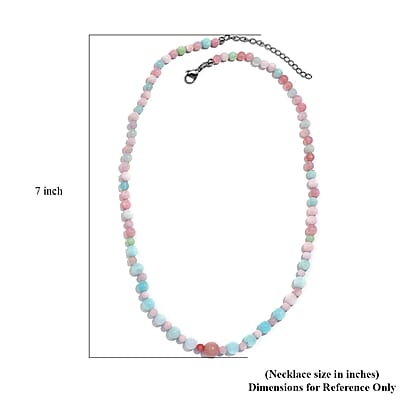 Multi Opal Beaded 85.00 ctw Necklace 18 Inches in Stainless Steel