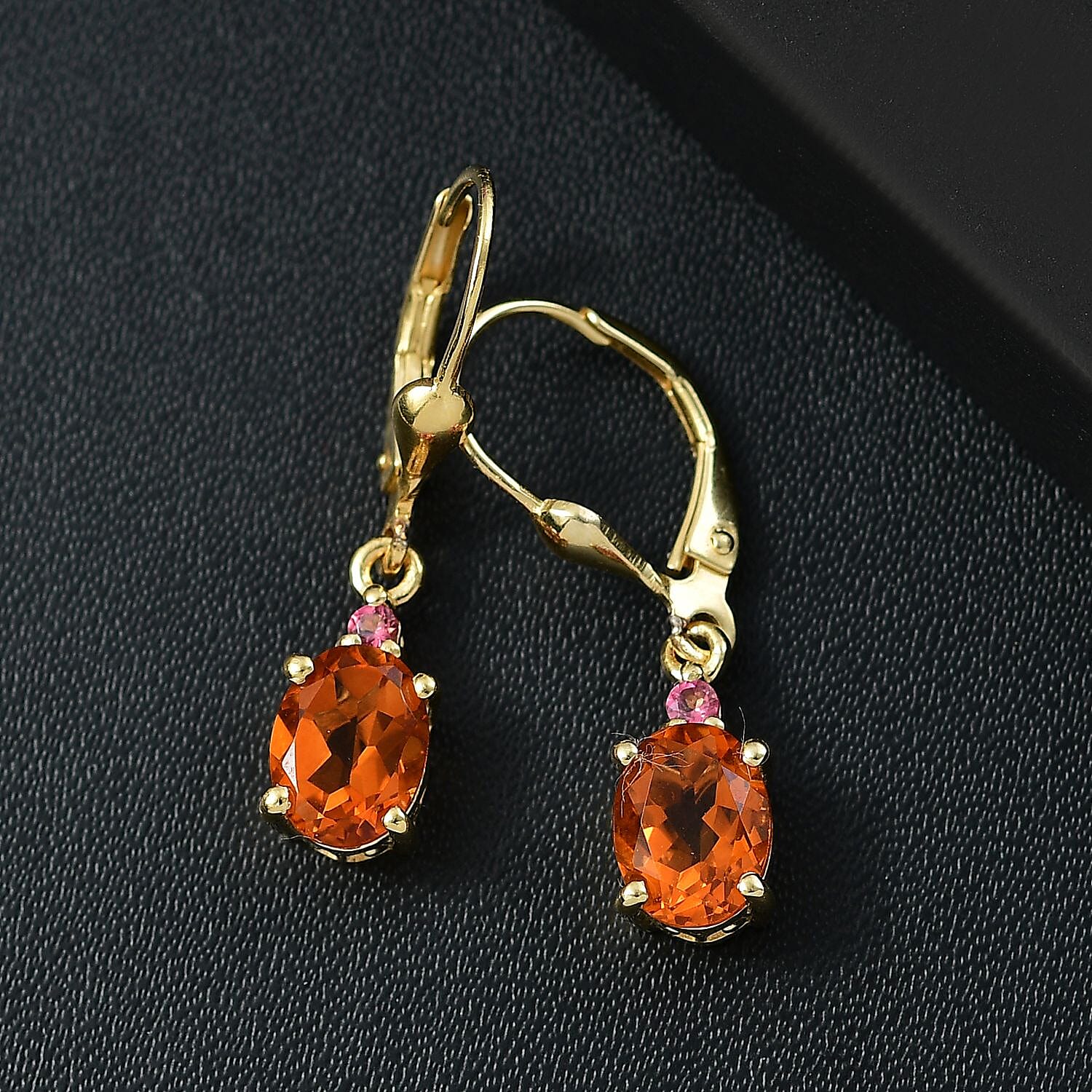 D'Joy Premium Santa Ana Madeira Citrine and Ouro Fino Rubellite 2.40 ctw Lever Back Earrings in 18K Vermeil Yellow Gold Over Sterling Silver