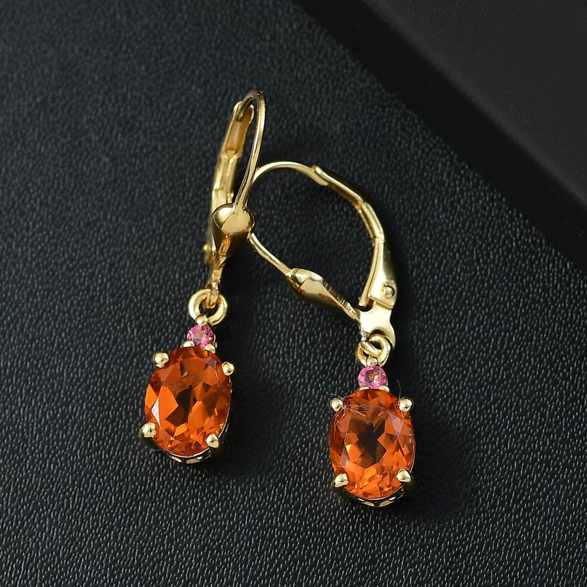 Premium Santa Ana Madeira Citrine and Ouro Fino Rubellite 2.40 ctw Lever Back Earrings in 18K Vermeil Yellow Gold Over Sterling Silver image number 1