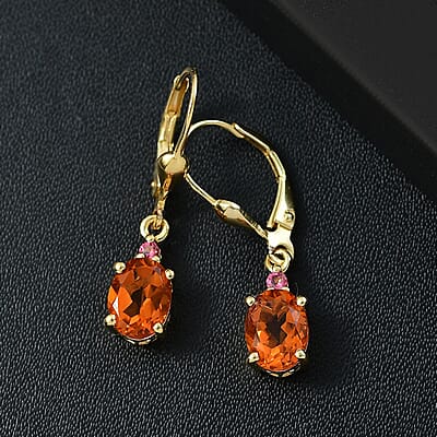 D'Joy Premium Santa Ana Madeira Citrine and Ouro Fino Rubellite 2.40 ctw Lever Back Earrings in 18K Vermeil Yellow Gold Over Sterling Silver