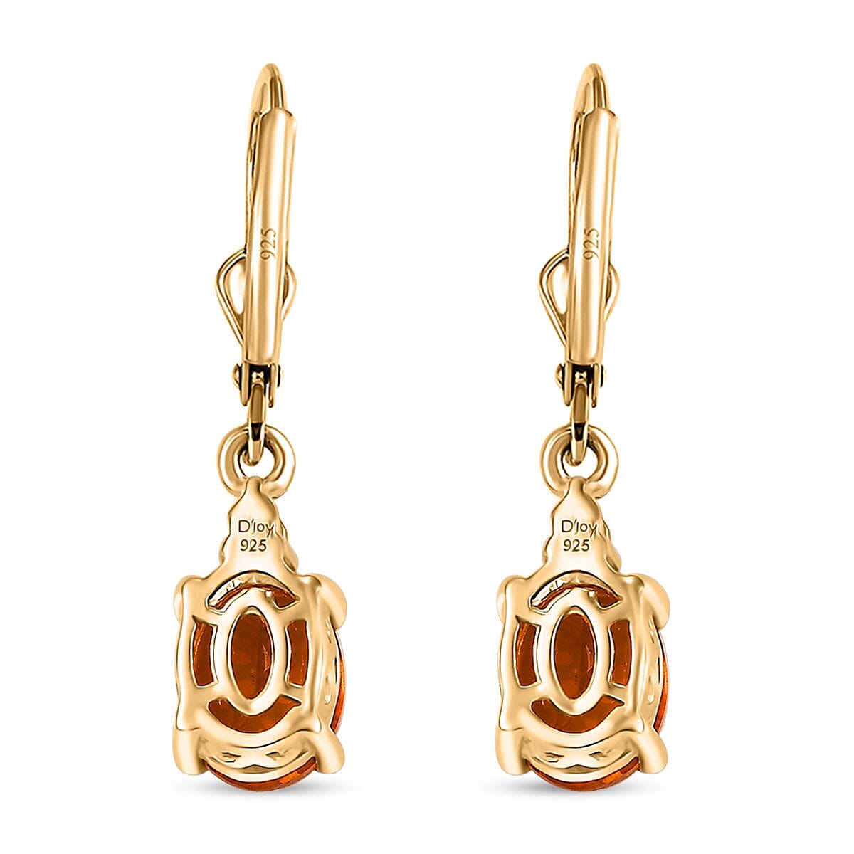 D'Joy Premium Santa Ana Madeira Citrine and Ouro Fino Rubellite 2.40 ctw Lever Back Earrings in 18K Vermeil Yellow Gold Over Sterling Silver