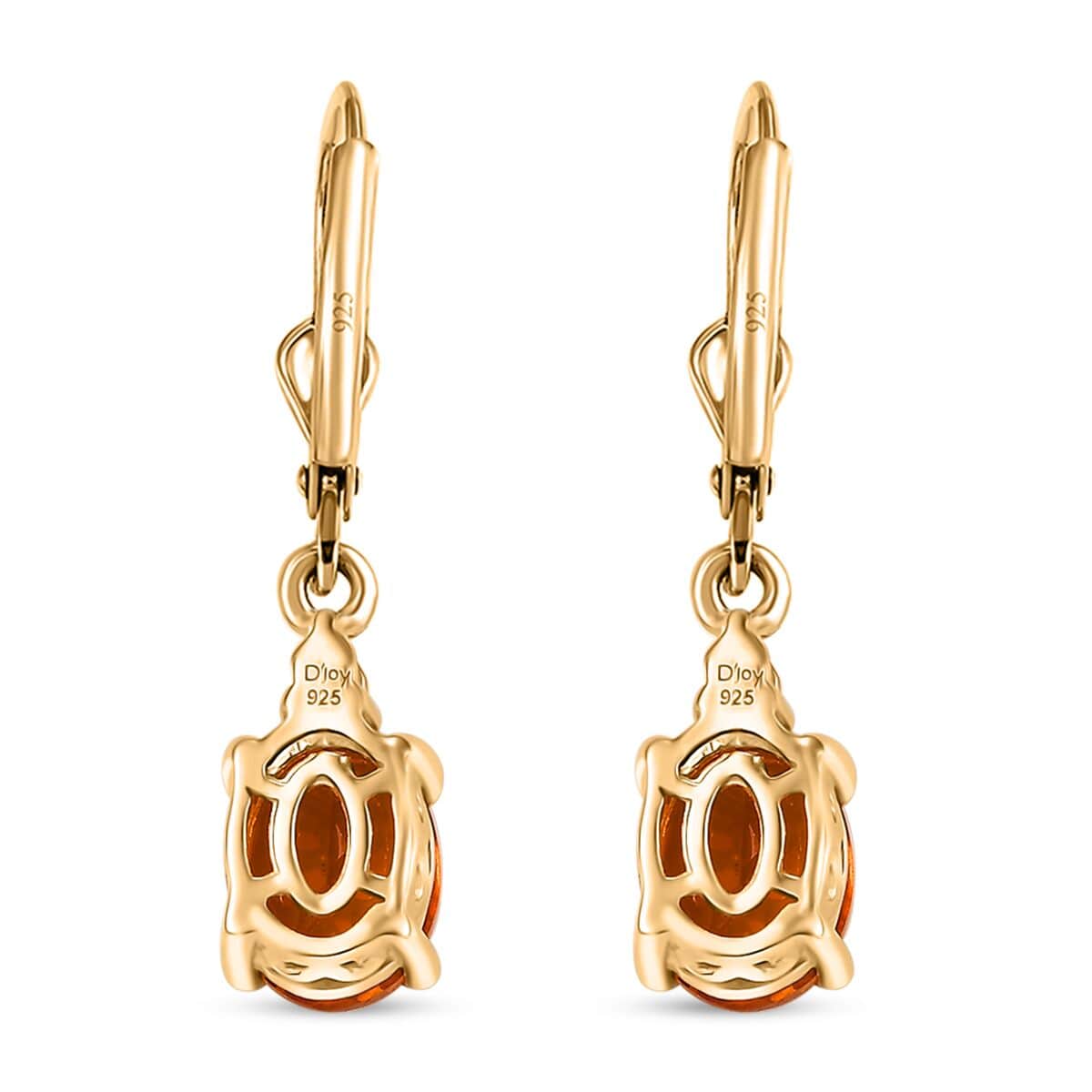 Premium Santa Ana Madeira Citrine and Ouro Fino Rubellite 2.40 ctw Lever Back Earrings in 18K Vermeil Yellow Gold Over Sterling Silver image number 4