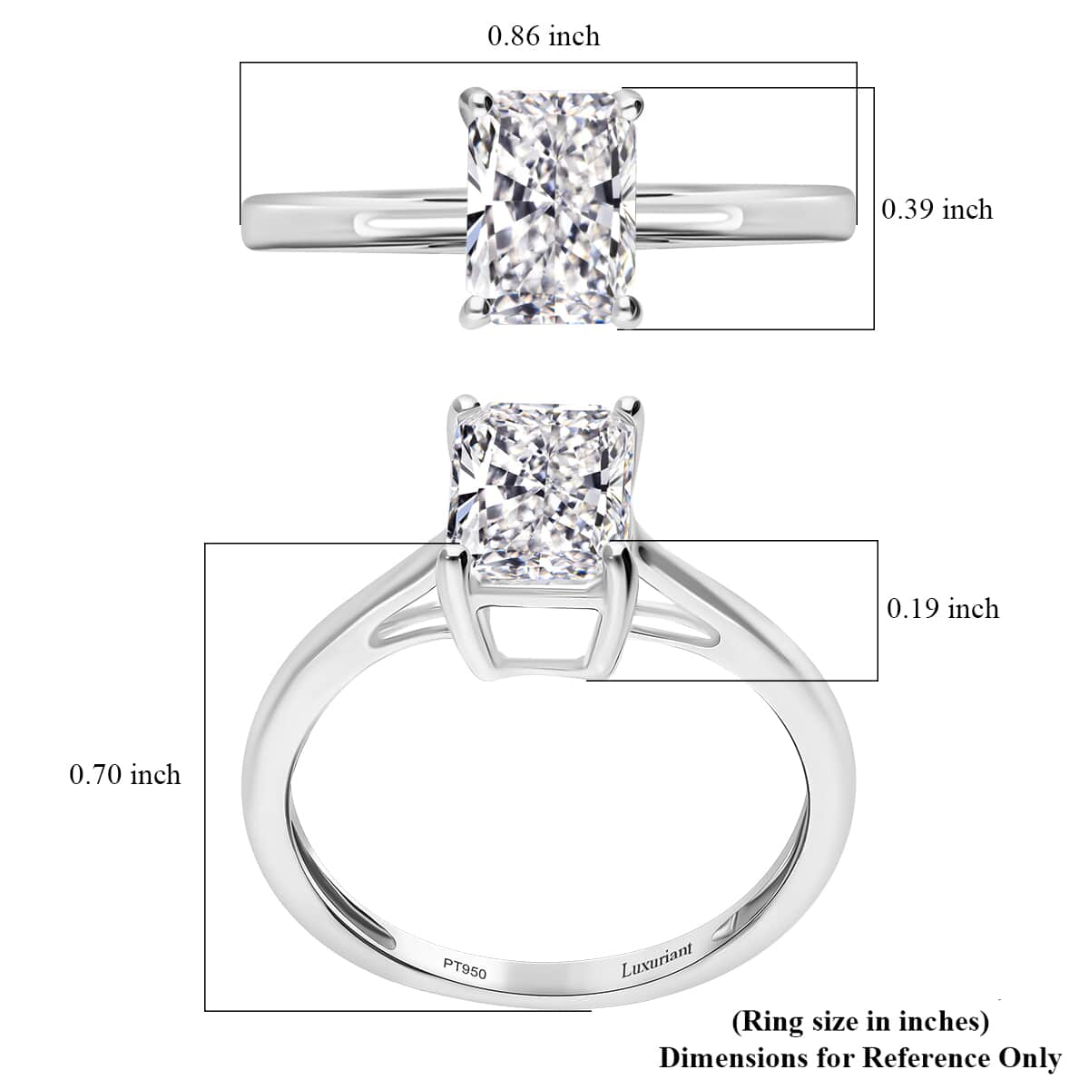 SGL Certified Luxuriant Lab Grown Diamond G-H VS 2.00 ctw Solitaire Ring in 950 Platinum (Size 8.0) image number 3