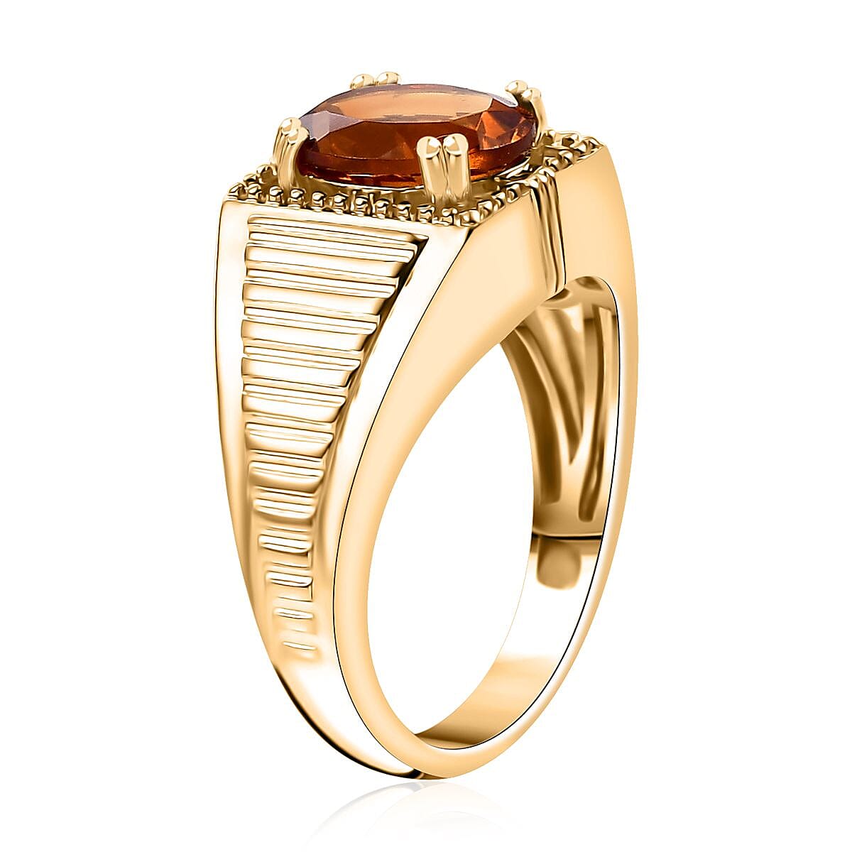 D'Joy Premium Santa Ana Madeira Citrine 2.50 ctw Men's Ring in 18K Vermeil Yellow Gold Over Sterling Silver (Size 10.0)