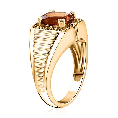 D'Joy Premium Santa Ana Madeira Citrine 2.50 ctw Men's Ring in 18K Vermeil Yellow Gold Over Sterling Silver (Size 10.0)