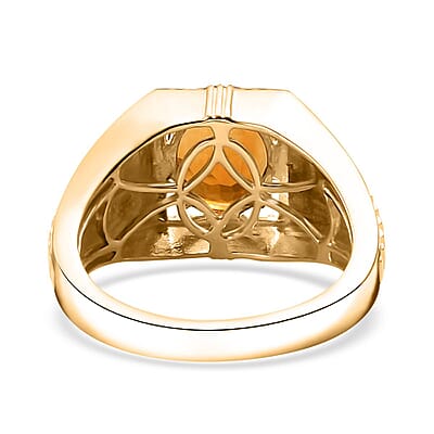 D'Joy Premium Santa Ana Madeira Citrine 2.50 ctw Men's Ring in 18K Vermeil Yellow Gold Over Sterling Silver (Size 10.0)