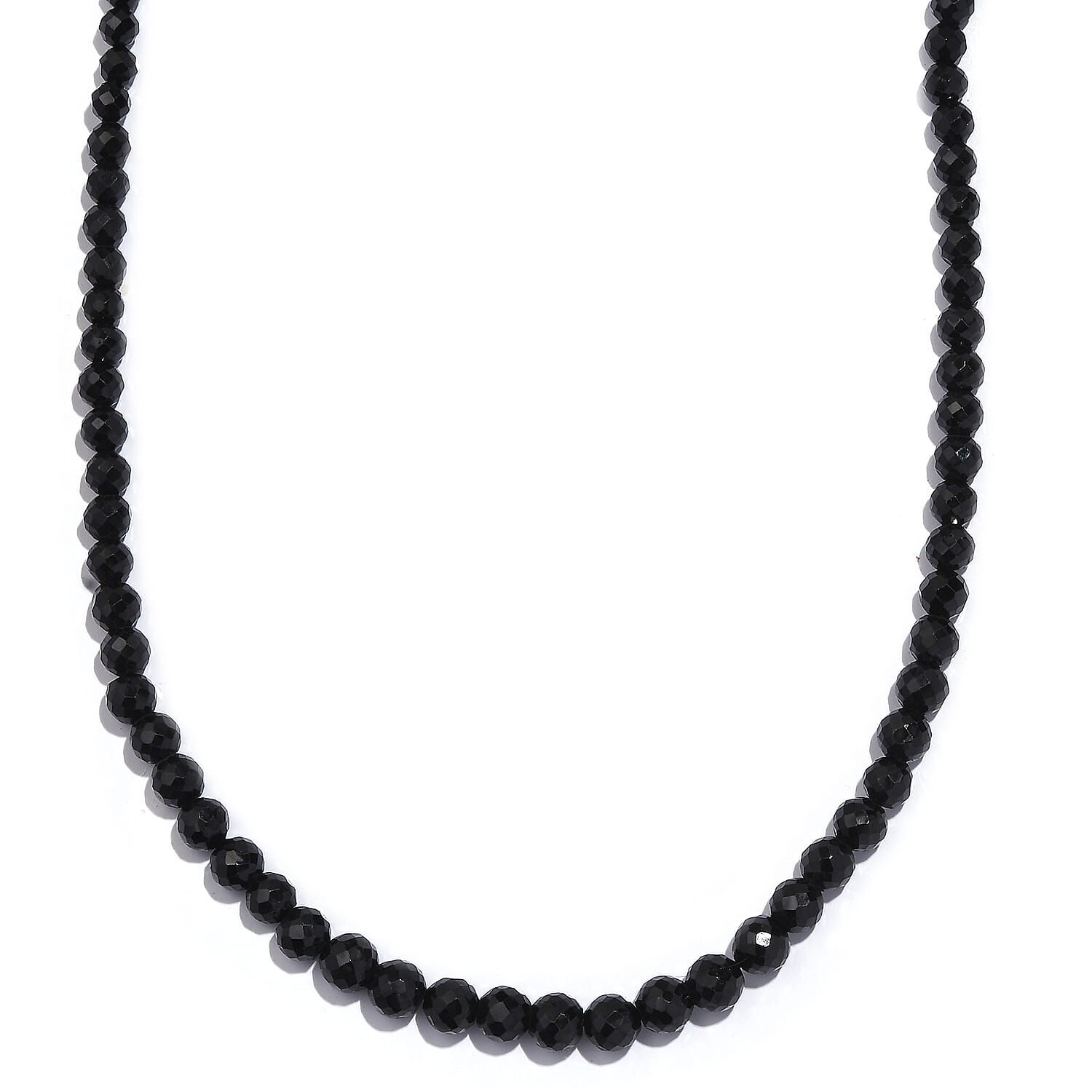 Thai Black Spinel Beaded 100 ctw Necklace 20 Inches in Stainless Steel