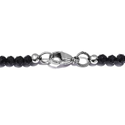 Thai Black Spinel Beaded 100 ctw Necklace 20 Inches in Stainless Steel