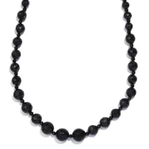 Thai Black Spinel 175.00 ctw Beaded Necklace in Stainless Steel 20 Inches