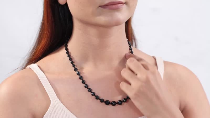Thai Black Spinel 175.00 ctw Beaded Necklace in Stainless Steel 20 Inches