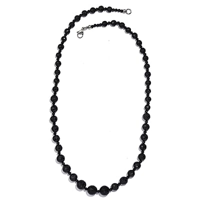 Thai Black Spinel 175.00 ctw Beaded Necklace in Stainless Steel 20 Inches