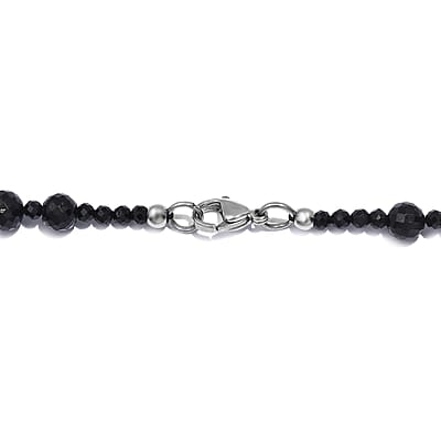 Thai Black Spinel 175.00 ctw Beaded Necklace in Stainless Steel 20 Inches