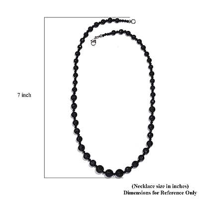 Thai Black Spinel 175.00 ctw Beaded Necklace in Stainless Steel 20 Inches