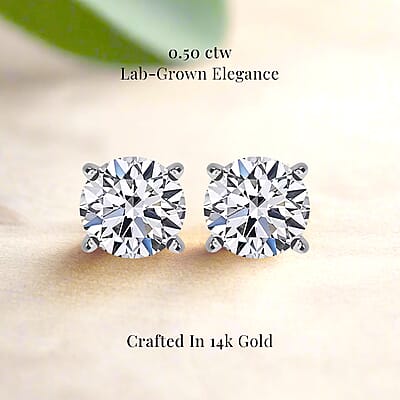 Luxuriant Lab Grown Diamond G SI1 0.50 ctw Stud Earrings in 14K White Gold