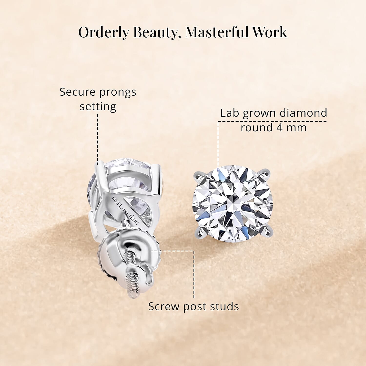 Luxuriant Lab Grown Diamond G SI1 0.50 ctw Stud Earrings in 14K White Gold