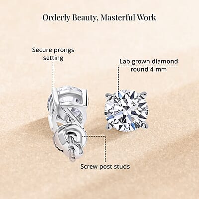 Luxuriant Lab Grown Diamond G SI1 0.50 ctw Stud Earrings in 14K White Gold