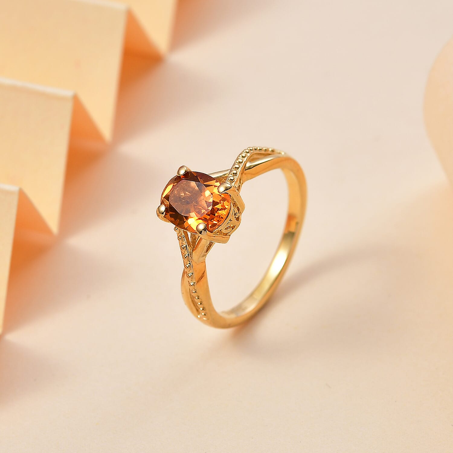 Premium Santa Ana Madeira Citrine 1.20 ctw Infinity Ring in 18K Vermeil Yellow Gold Over Sterling Silver (Size 10.0)