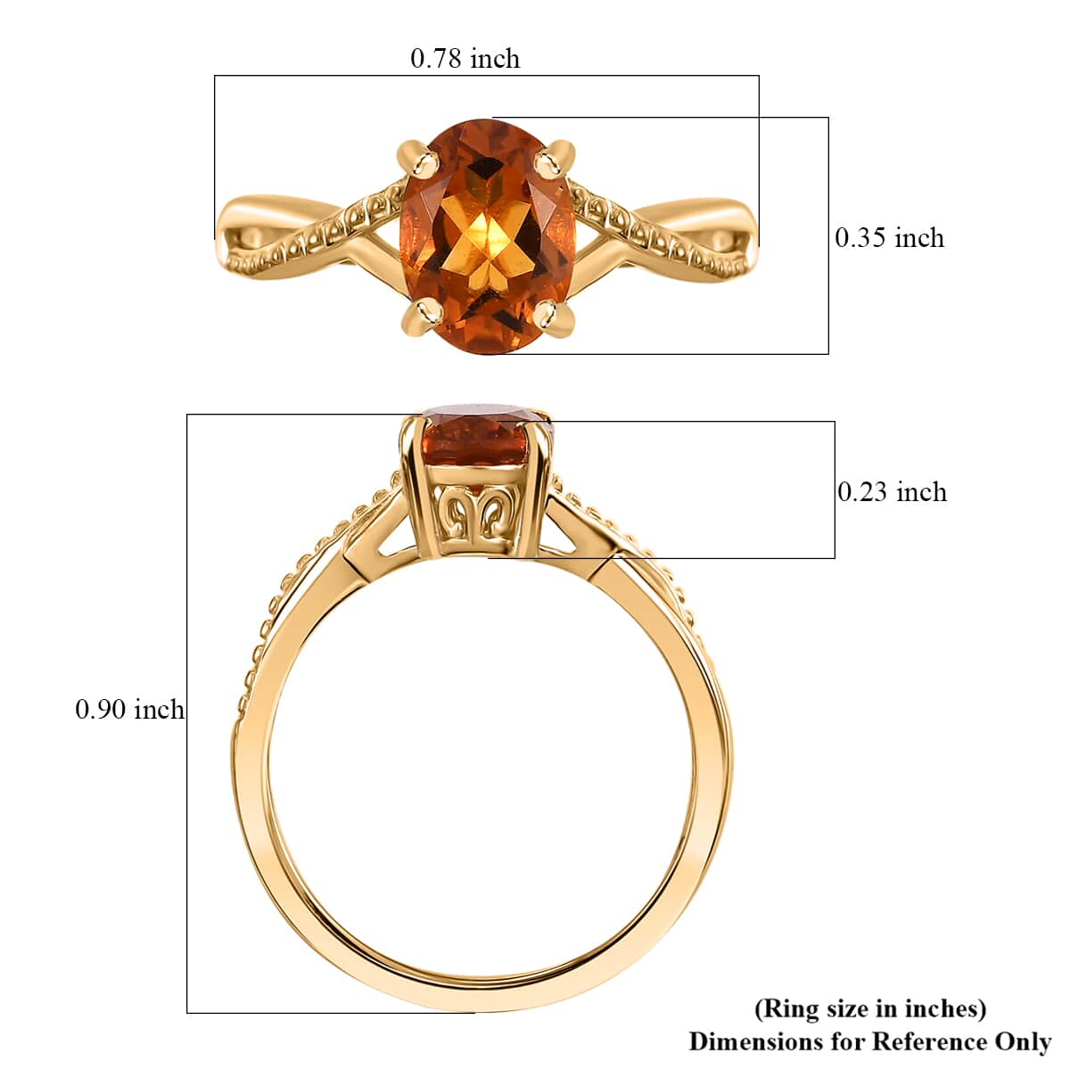 Santa Ana Madeira Citrine Solitaire Ring in 18K Vermeil YG Over Sterling Silver (Size 10.0) 1.20 ctw image number 5