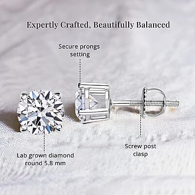 Luxuriant Lab Grown Diamond G SI1 1.50 ctw Stud Earrings in 14K White Gold