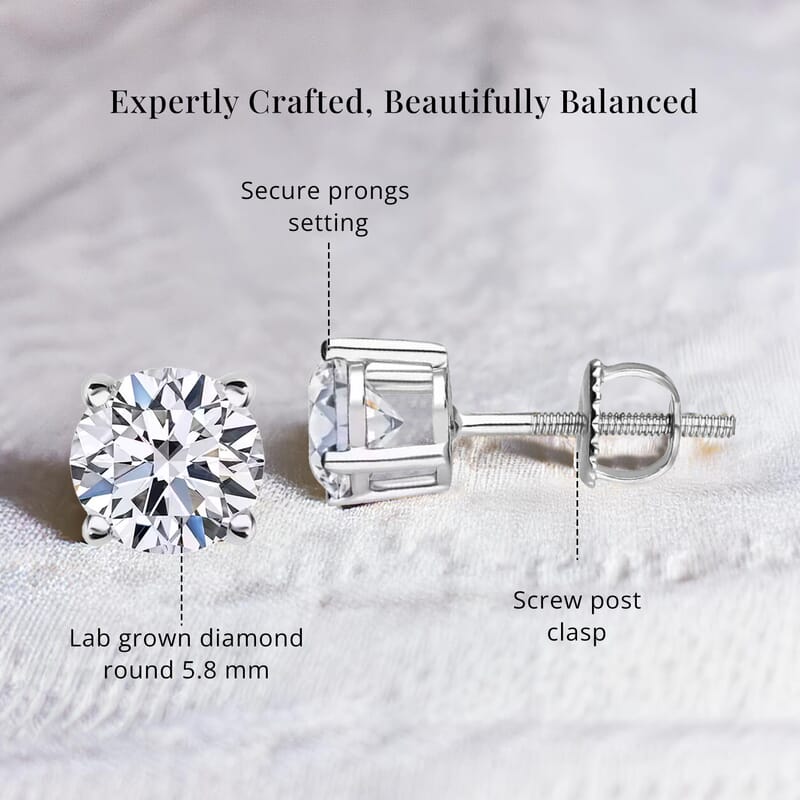 Luxuriant Lab Grown Diamond G SI1 1.50 ctw Stud Earrings in 14K White Gold