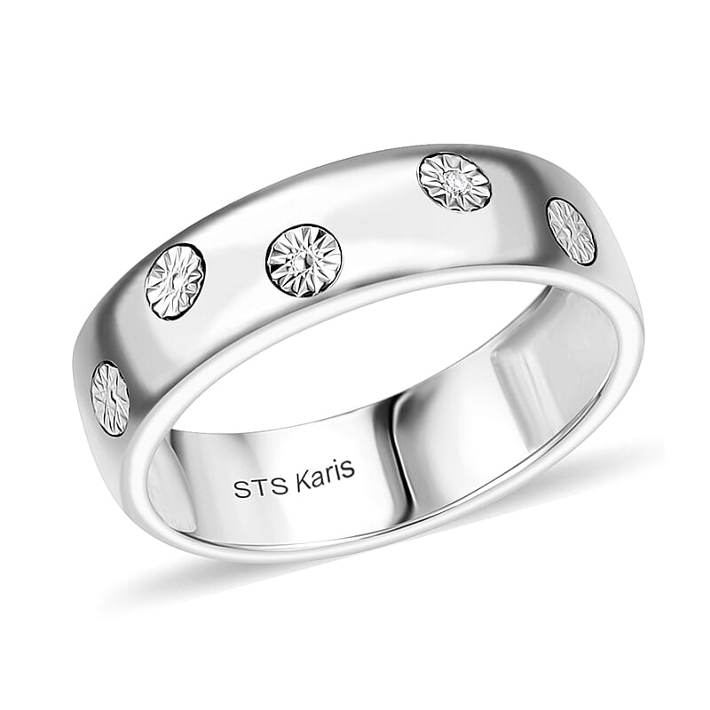 Karis White Diamond Accent Band Ring in Platinum Bond (Size 10.0)