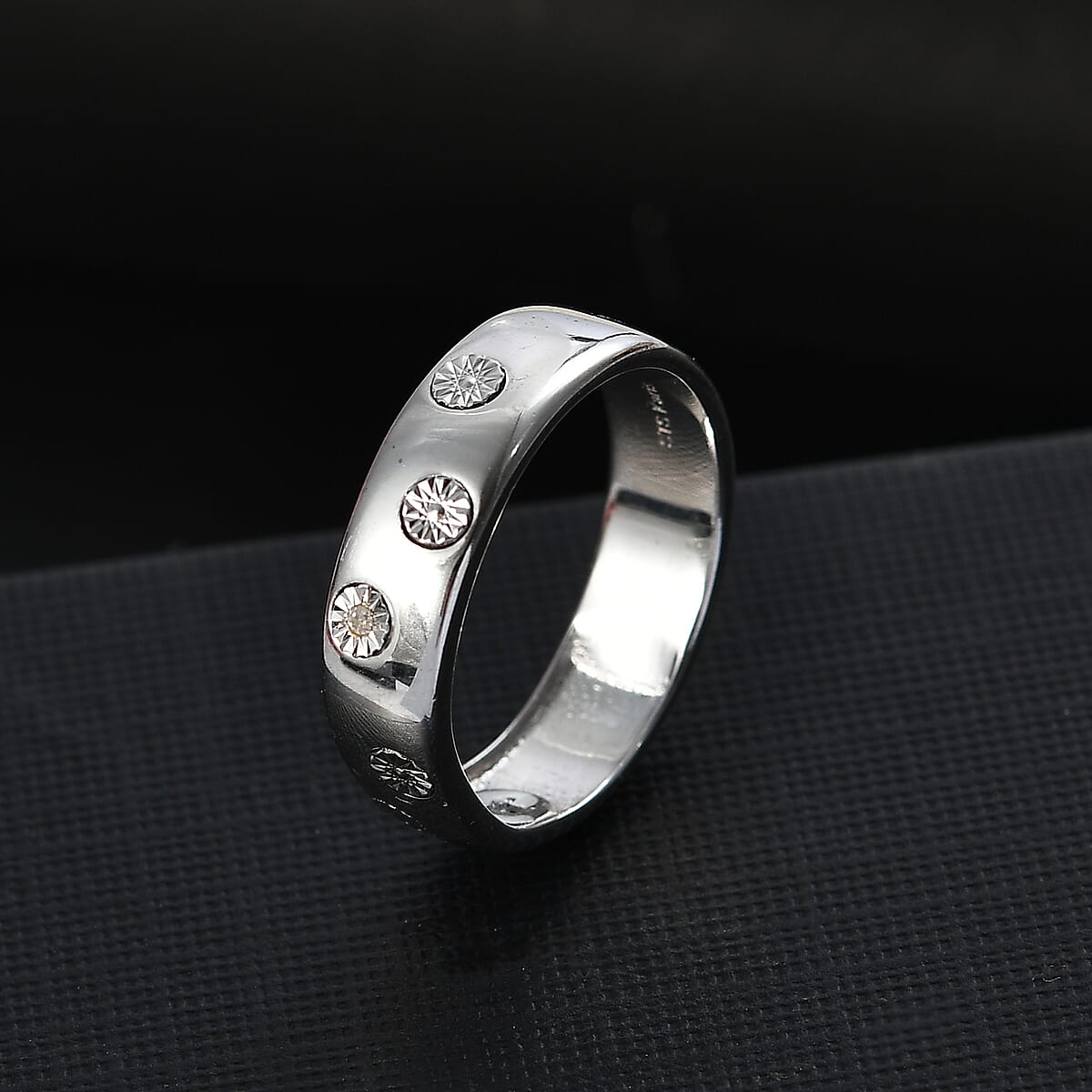 Karis White Diamond Accent Band Ring in Platinum Bond (Size 5.0) image number 1