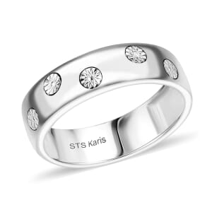 Karis White Diamond Accent Band Ring in Platinum Bond (Size 8.0)