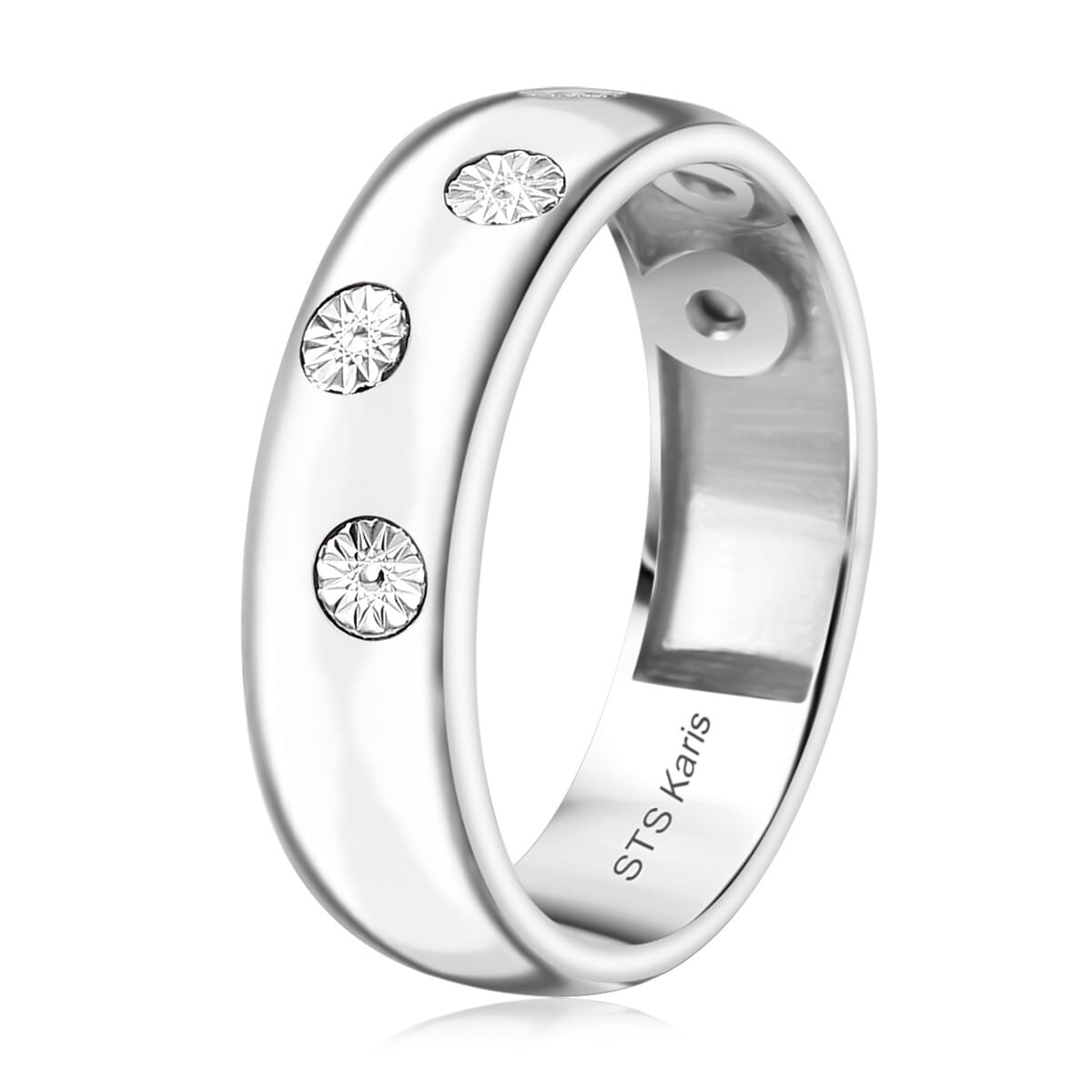 Karis White Diamond Accent Band Ring in Platinum Bond (Size 8.0) image number 3