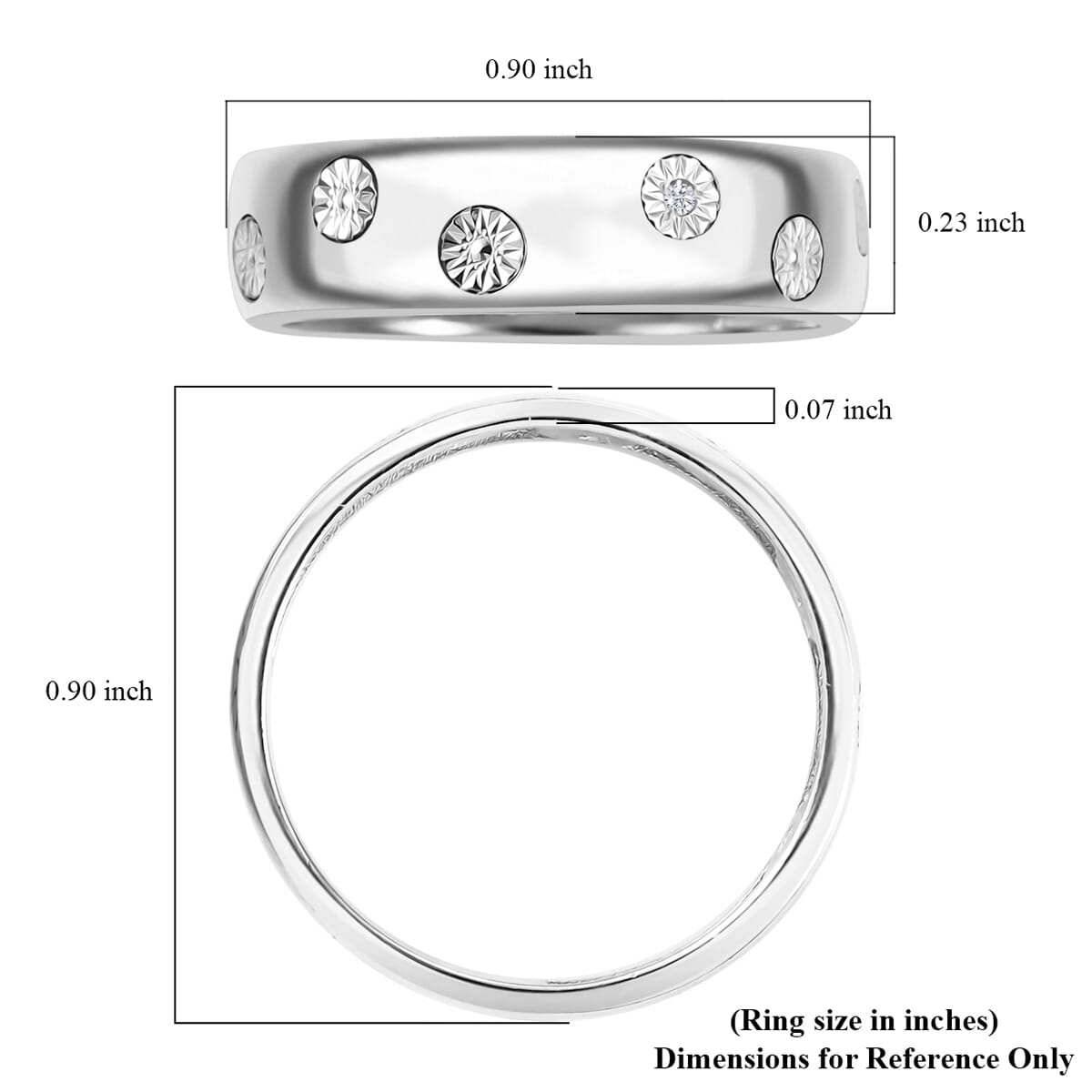Karis White Diamond Accent Band Ring in Platinum Bond (Size 8.0) image number 5