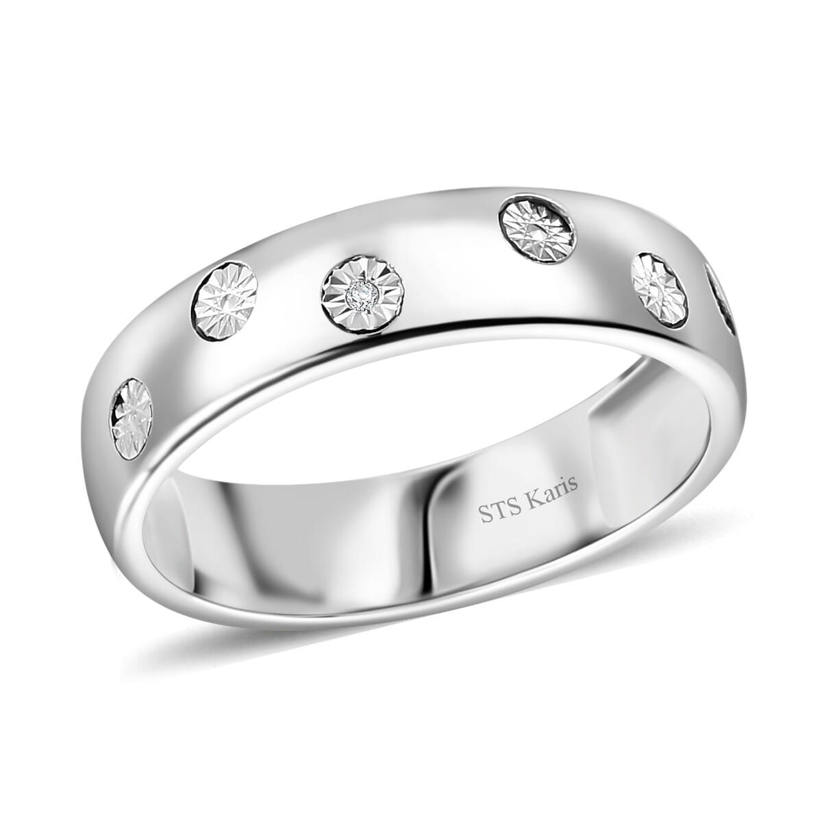 Karis White Diamond Accent Band Ring in Platinum Bond (Size 9.0) image number 0