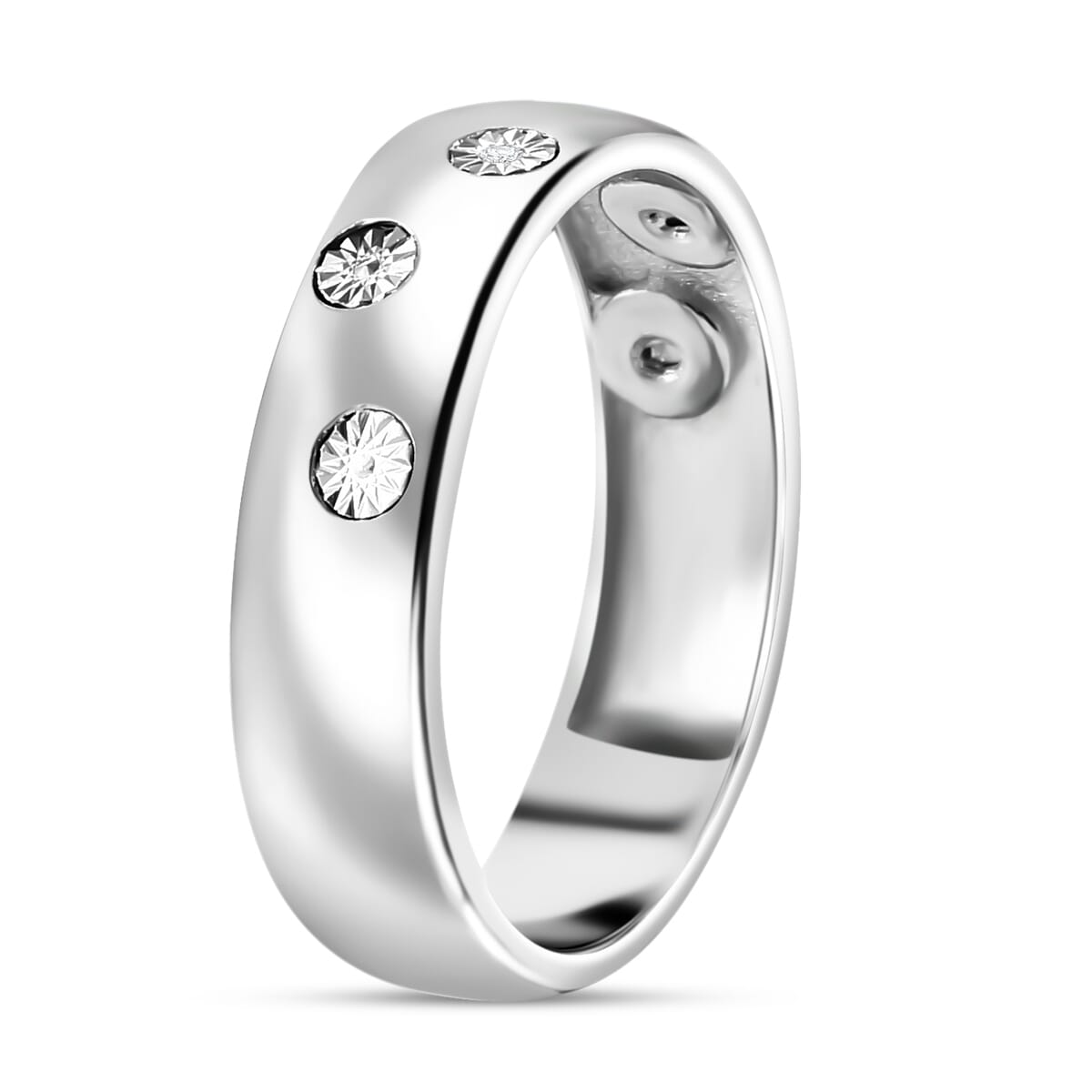 Karis White Diamond Accent Band Ring in Platinum Bond (Size 9.0) image number 3