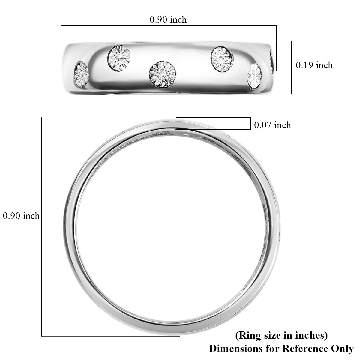 Karis White Diamond Accent Band Ring in Platinum Bond (Size 9.0) image number 5
