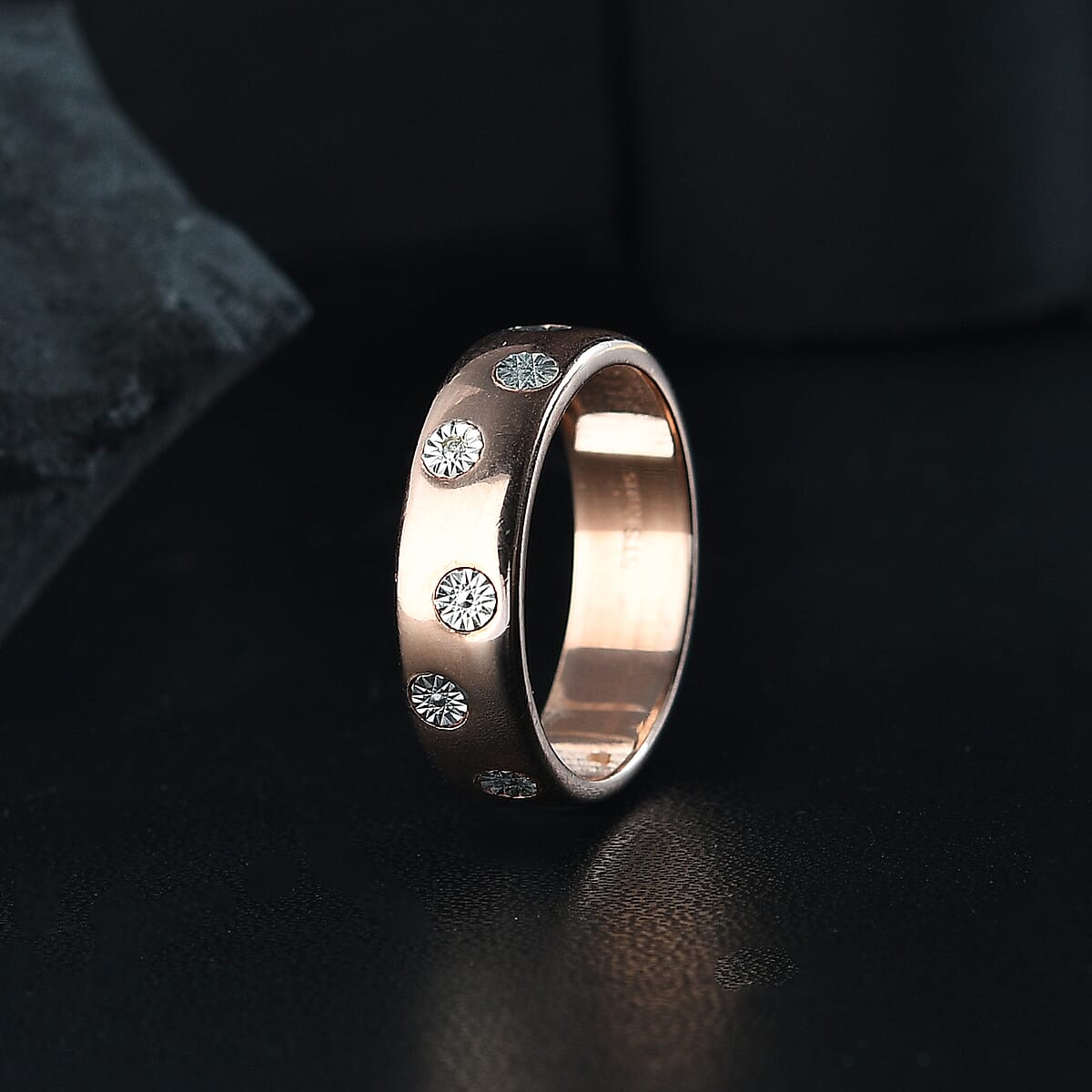 Karis White Diamond Accent Band Ring in 18K RG Over (Size 7.0) image number 1