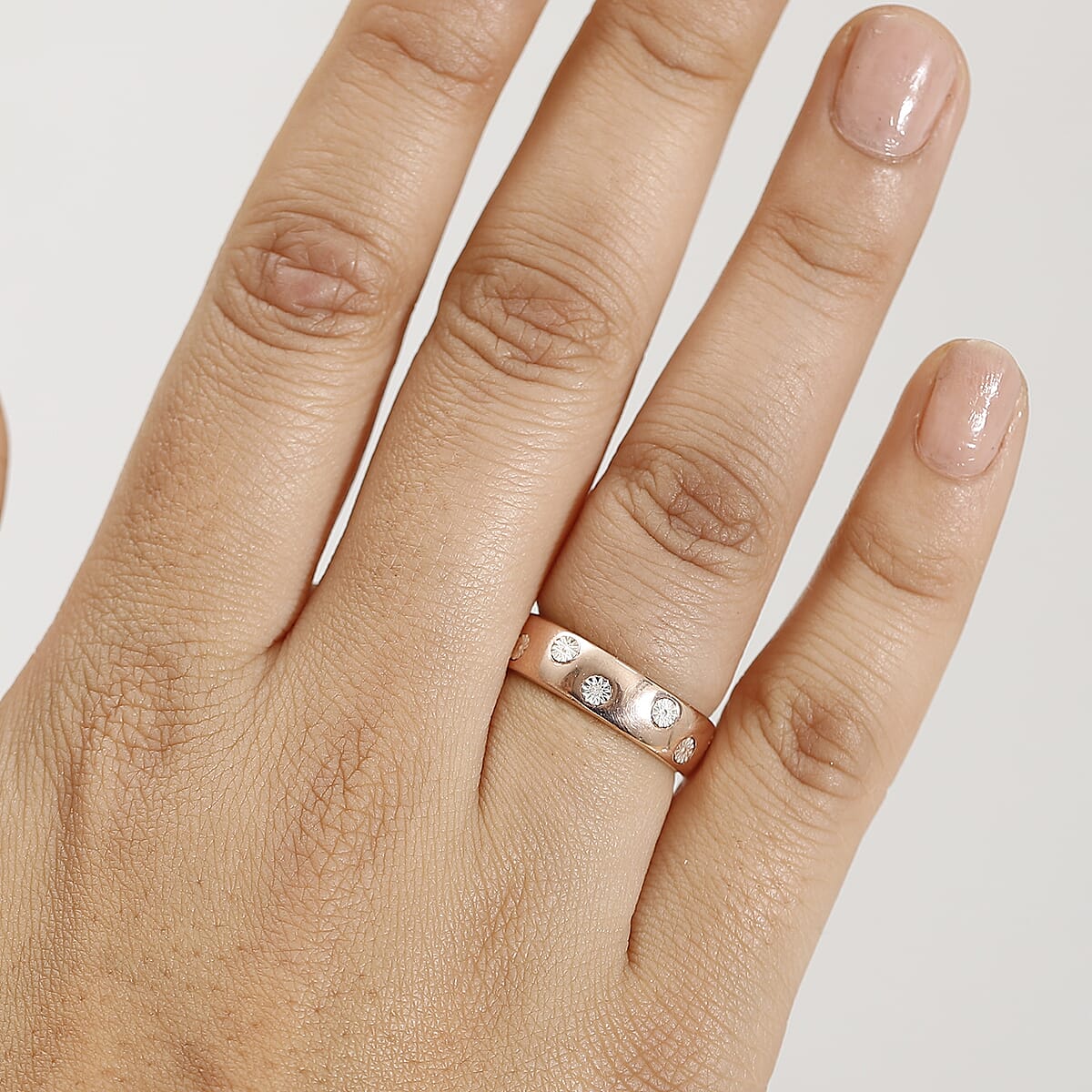 Karis White Diamond Accent Band Ring in 18K RG Over (Size 7.0) image number 2