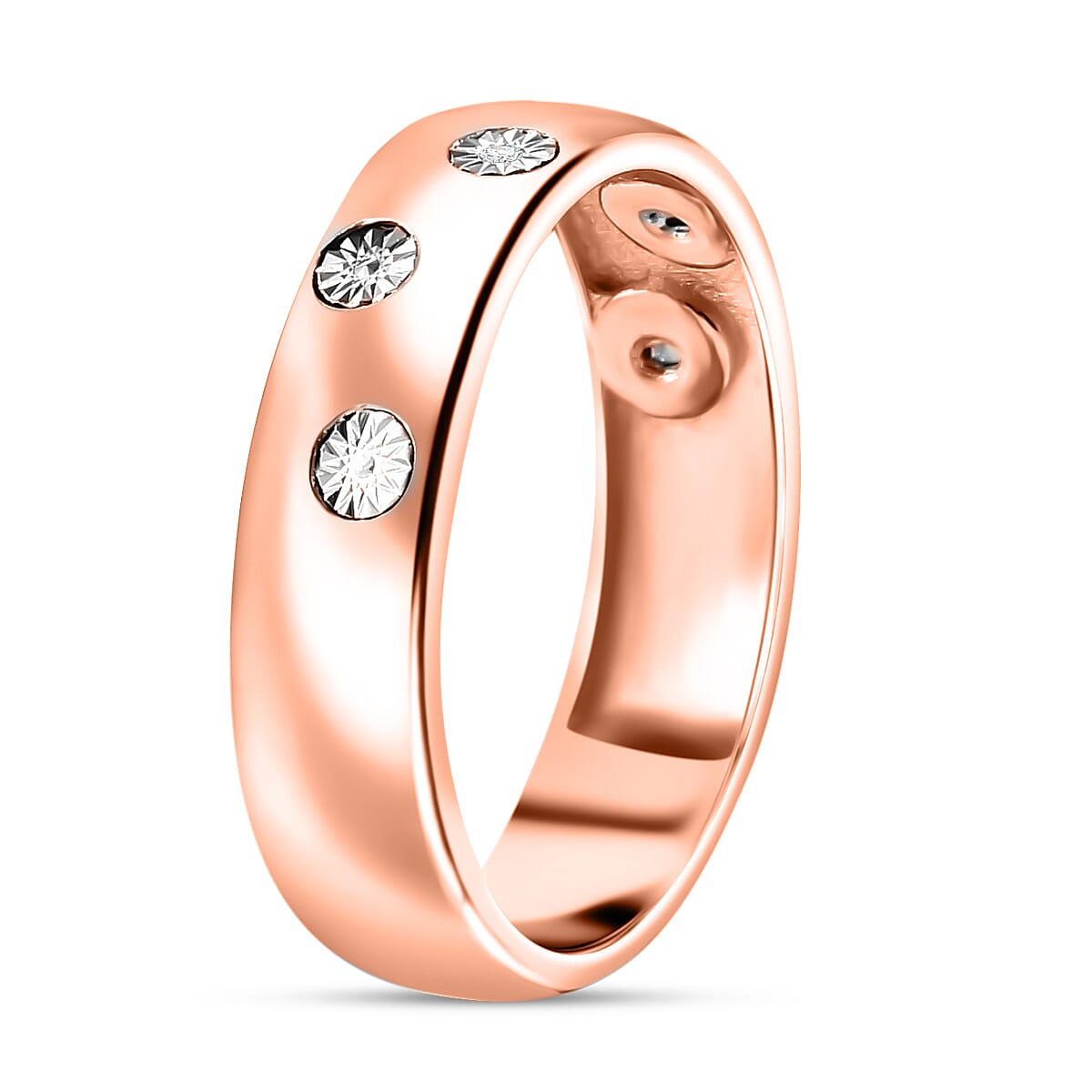 Karis White Diamond Accent Band Ring in 18K RG Over (Size 7.0) image number 3