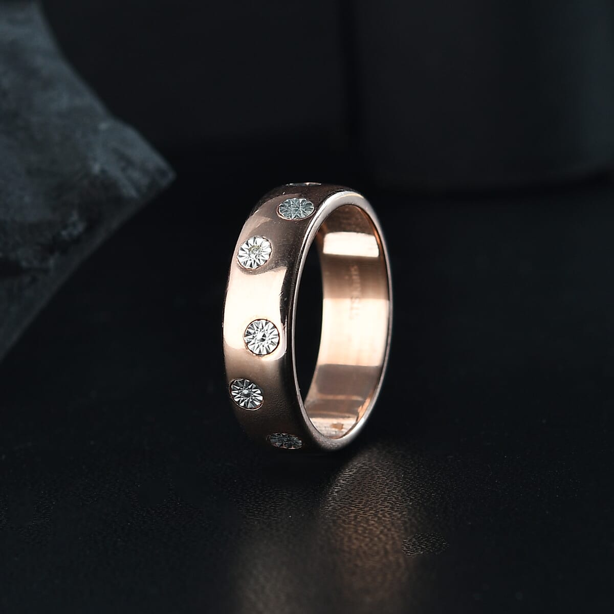 Karis White Diamond Accent Band Ring in 18K RG Over (Size 8.0) image number 1