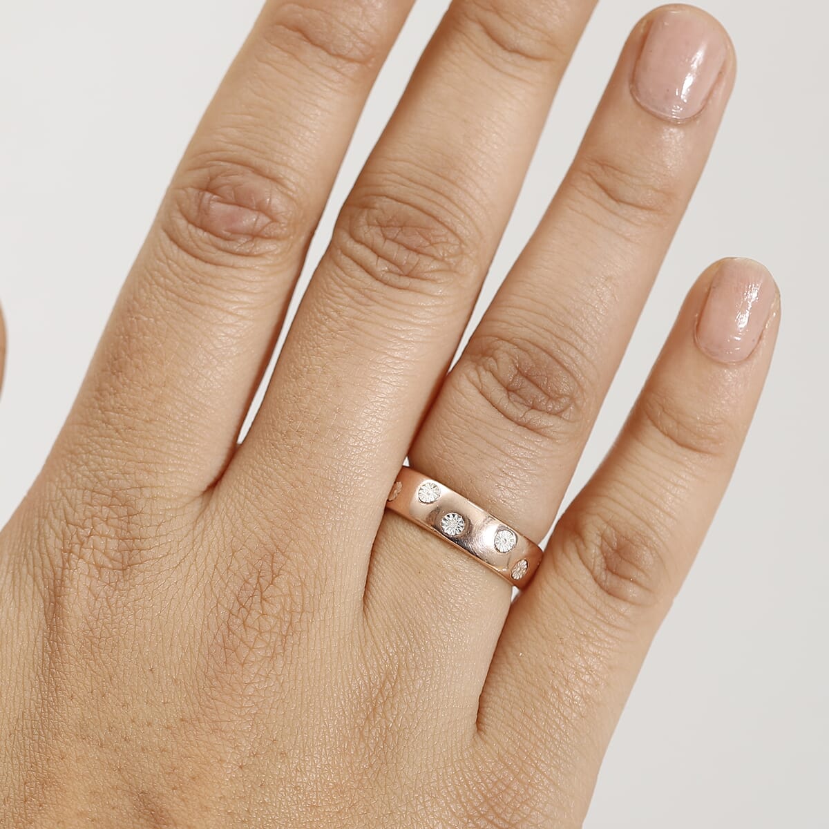 Karis White Diamond Accent Band Ring in 18K RG Over (Size 8.0) image number 2