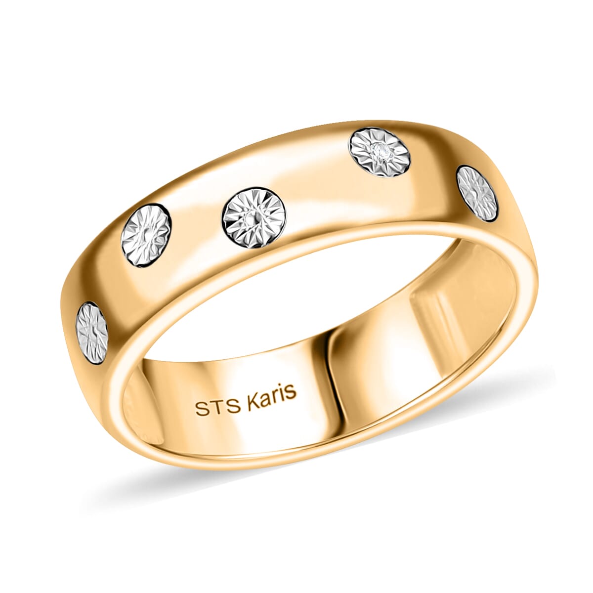Karis White Diamond Accent Band Ring in 18K YG Over (Size 7.0) image number 0