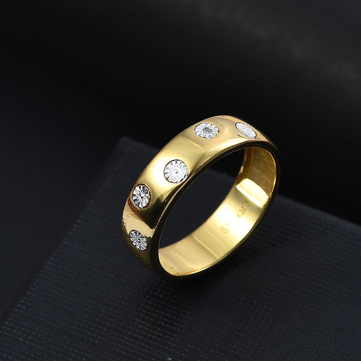 Karis White Diamond Accent Band Ring in 18K YG Over (Size 7.0) image number 1