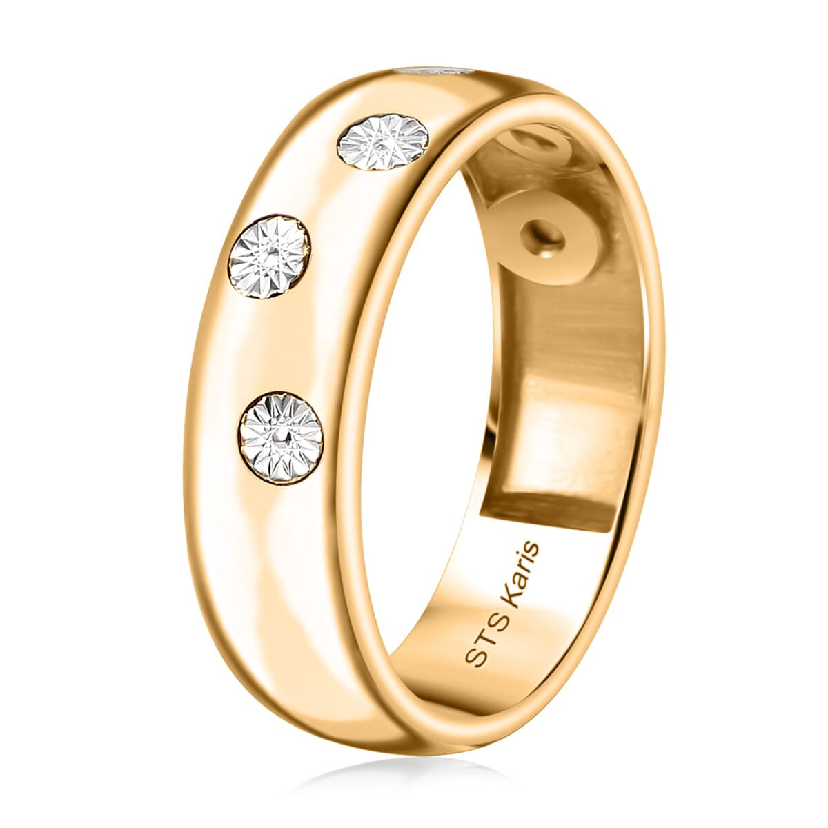 Karis White Diamond Accent Band Ring in 18K YG Over (Size 7.0) image number 3