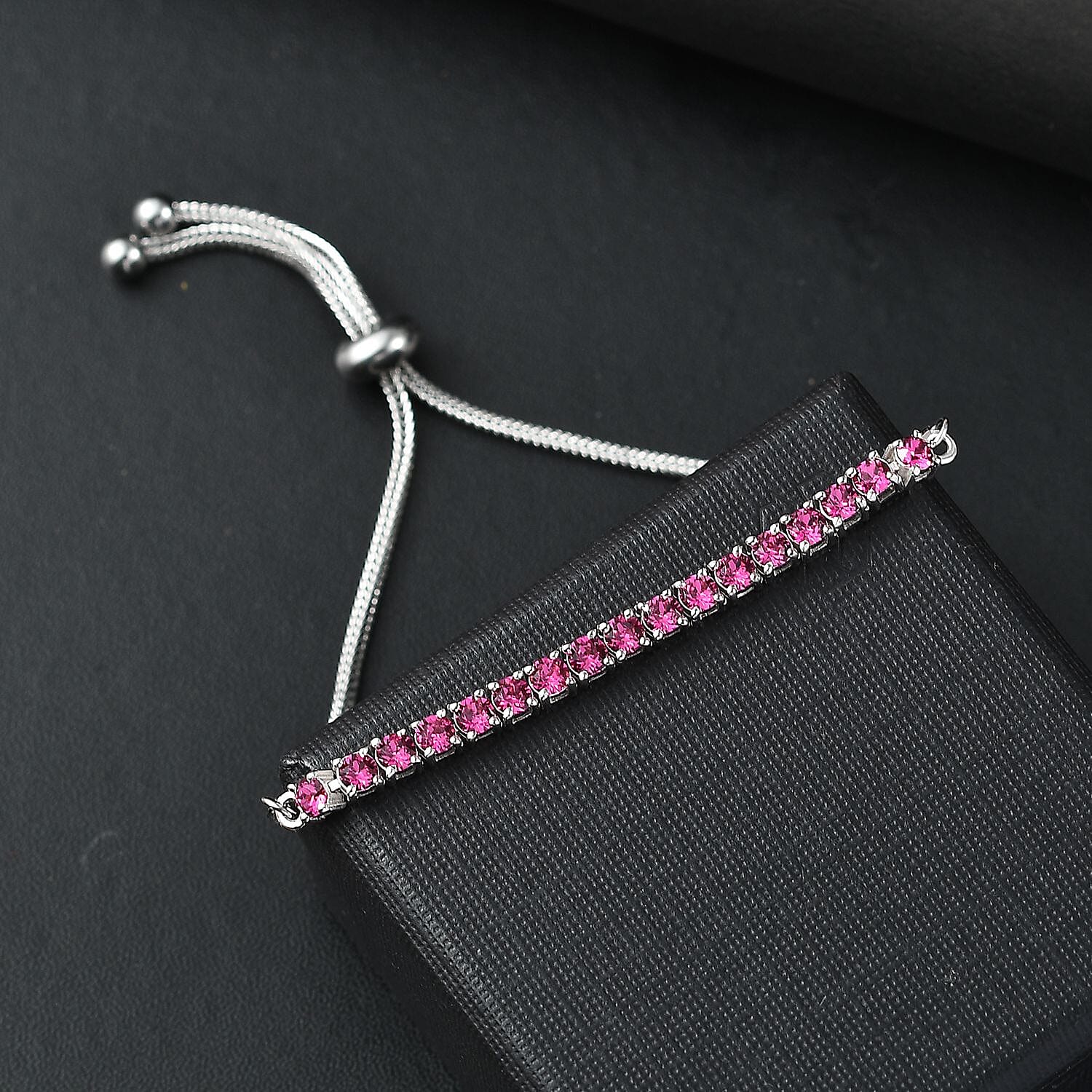 Fuchsia Swarovski Crystal Bracelet in Platinum Bond (7.50 In)