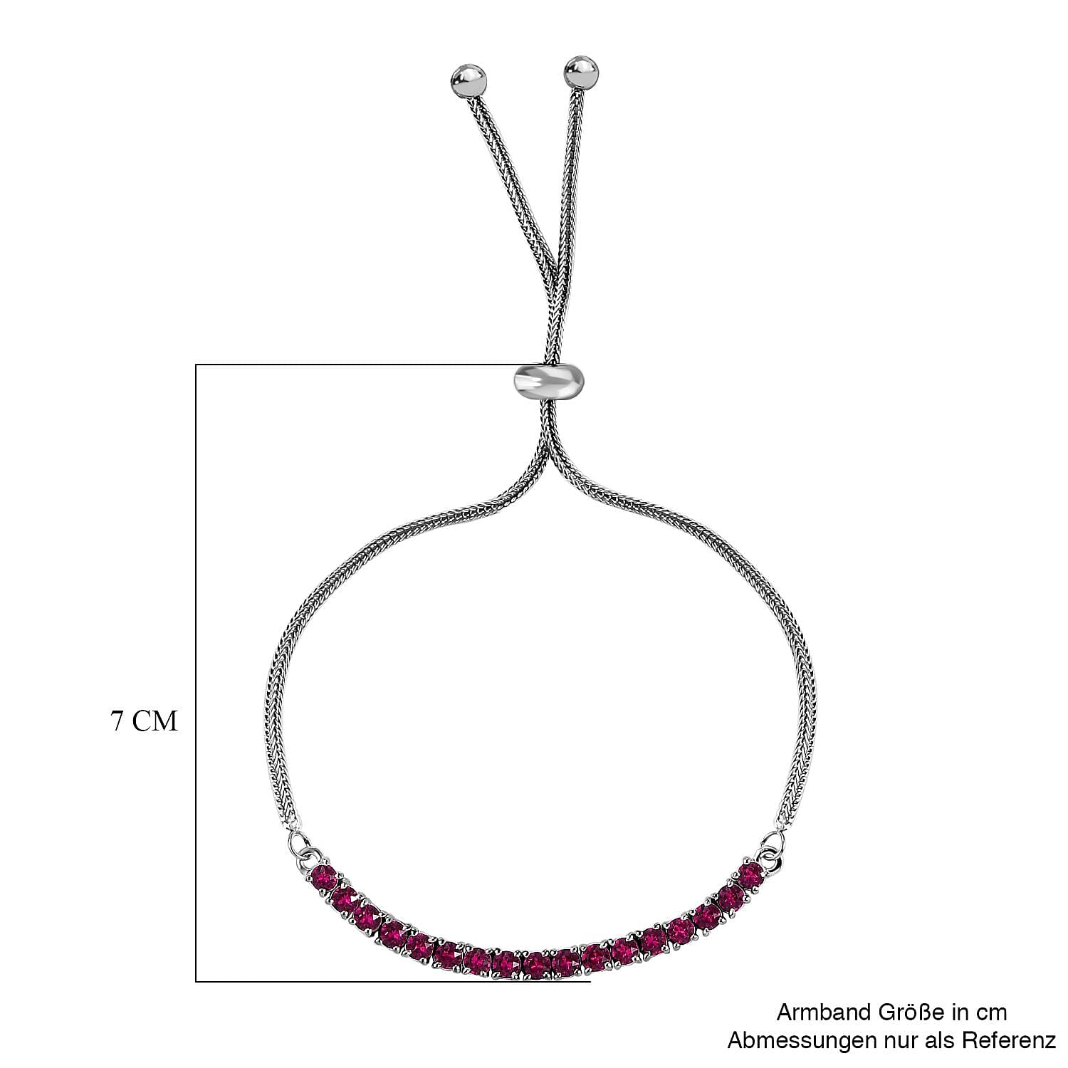 Fuchsia Swarovski Crystal Bracelet in Platinum Bond (7.50 In)