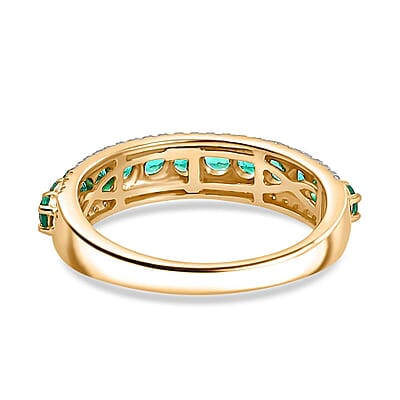 Luxoro AAA Boyaca Colombian Emerald and G-H I2 Diamond 1.10 ctw Ring in 14K Yellow Gold (Size 10.0)