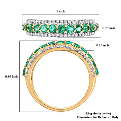 Luxoro AAA Boyaca Colombian Emerald and G-H I2 Diamond 1.10 ctw Ring in 14K Yellow Gold (Size 10.0)