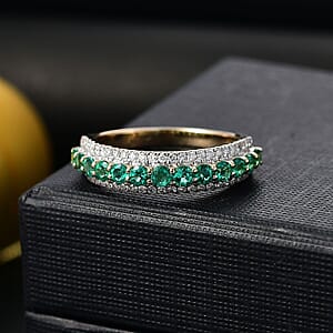  Certified & Appraised Luxoro 14K Yellow Gold AAA Boyaca Colombian Emerald, Diamond (G-H, I2) (0.30 cts) Ring (Size 9.5) (Del. in 7-10 Days) 1.10 ctw