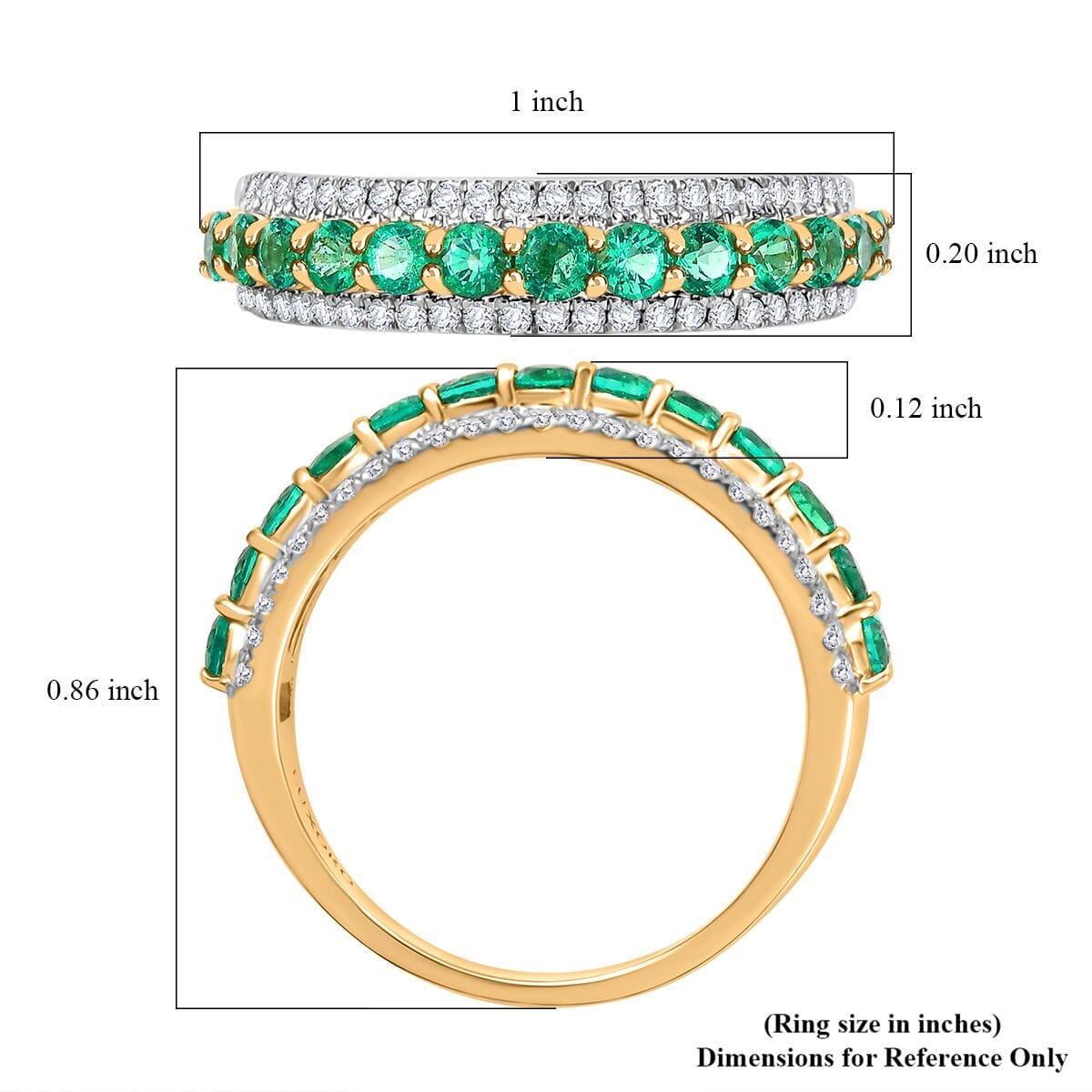Doorbuster Certified & Appraised Luxoro 14K Yellow Gold AAA Boyaca Colombian Emerald, Diamond (G-H, I2) (0.30 cts) Ring (Size 9.5) (Del. in 7-10 Days) 1.10 ctw image number 5