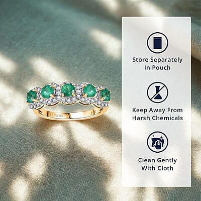 Luxoro AAA Boyaca Colombian Emerald, Diamond Ring in 14K Yellow Gold 1.50 ctw (Size 10.0)
