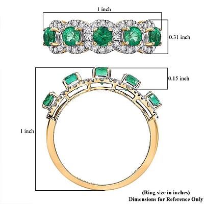 Luxoro AAA Boyaca Colombian Emerald, Diamond Ring in 14K Yellow Gold 1.50 ctw (Size 10.0)