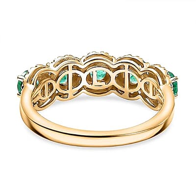 Luxoro AAA Boyaca Colombian Emerald, Diamond Ring in 14K Yellow Gold 1.50 ctw (Size 10.0)