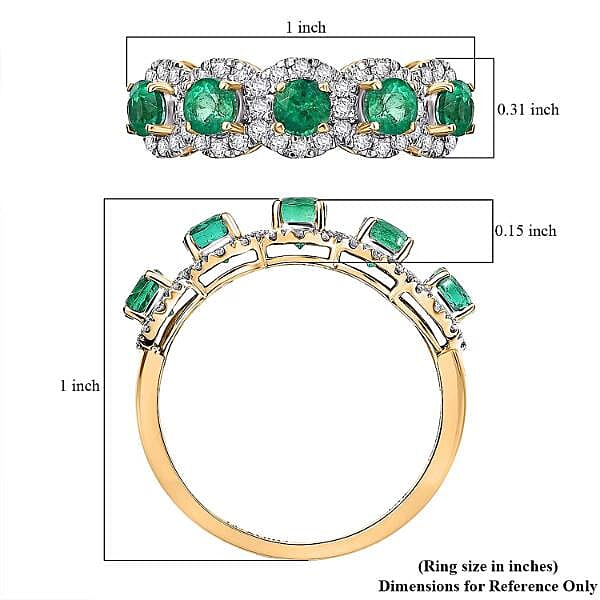 Luxoro AAA Boyaca Colombian Emerald, Diamond Ring in 14K Yellow Gold 1.50 ctw (Size 7.5)
